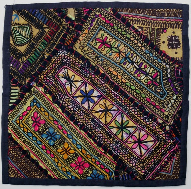 Vintage Embroidered Pillow: Pakistan, Textile Remnants, Sm. 14'', Item 23