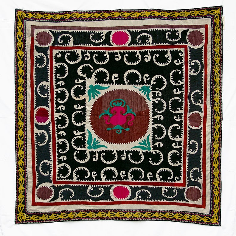 Vintage Central Asian Embroidered Textile, Uzbek Suzani 31
