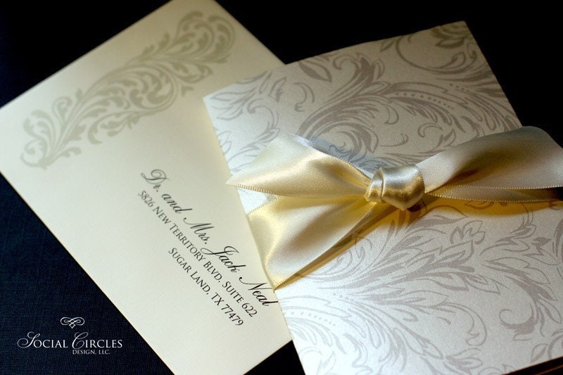 Ivory Flourish Wedding Inviation