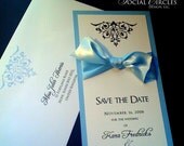 Blue Damask Save the Date