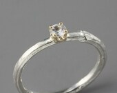 Twig Ring - Solitaire Ring - Engagement Ring - Branch Ring - White Sapphire Engagement Ring - White Stone - Made to Order in Your Size