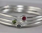 Birthstone Bangle - Gemstone Bracelet - Your Choice of Stone - Modern Simple Bracelet - Bangle Bracelet - Mothers Day Gift - Made to Order