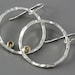 Silver Hammered Hoop Earrings - Champagne Diamonds - Circle Earrings - Diamond Earrings - 14k Gold - Large Silver Hoops - Made to Order