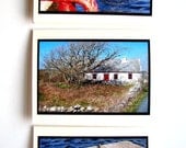 Irish Photo Cards ... Cottage , Boat , Quay in County Galway Set of 3