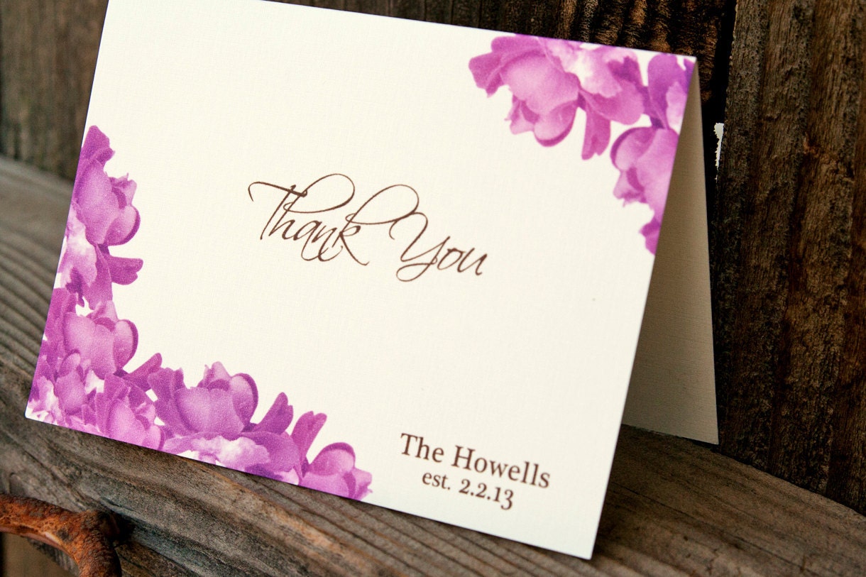 Budding Flowers Thank You Card - Wedding and Bridal Shower  - Deposit