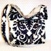 Handbag Purse Everyday Bag Damask Bag Shoulder Sling Hobo Bag Black and White Damask Tote Bag Floral Ebony and Ivory
