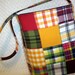 Madras Plaid Bag Patchwork Sling Purse Hobo Bag Nautical Navy Blue, Red and Yellow Patchwork Shoulder Bag