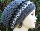 Charcoal Gray Dread Tam Hippie Hat Slouchy Beanie Handmade