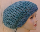Teal Wool Mohair Tam Hat Hippie Dreadlock Dreads slouchy Beanie