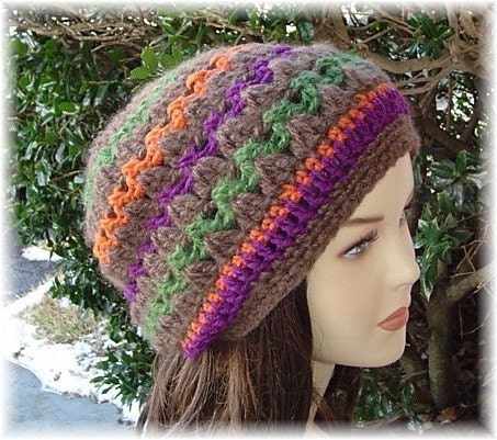 Bohemian tam hippie beret slouchy beanie hat vintage styling