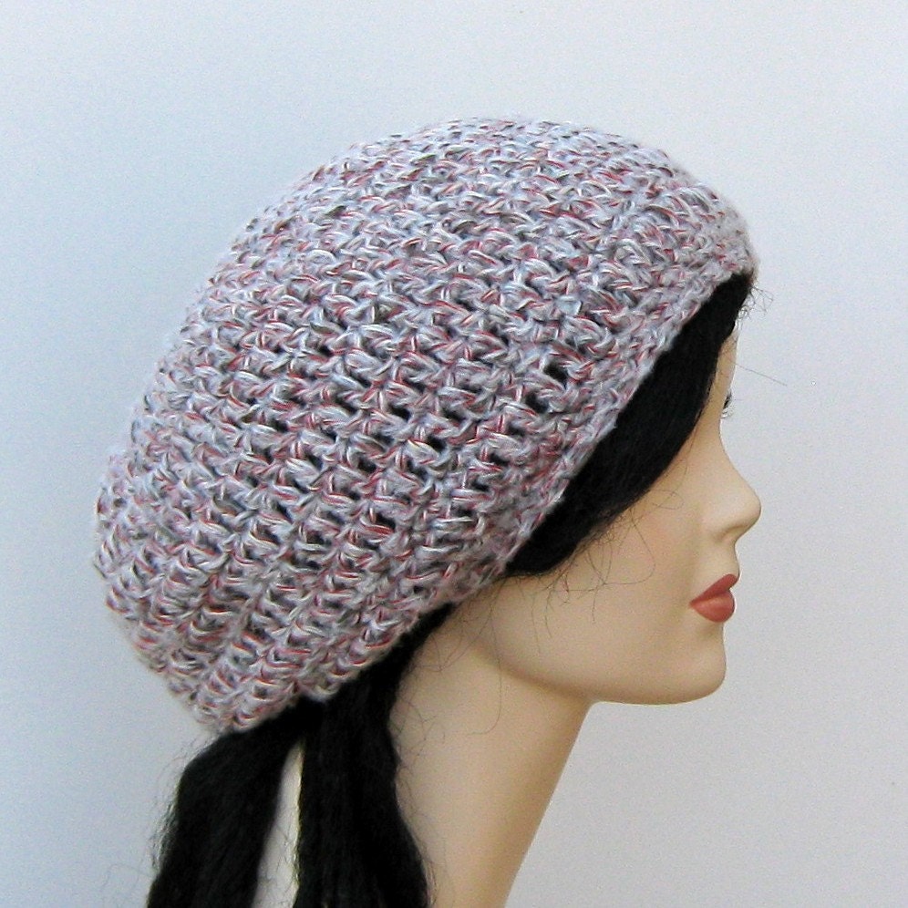 Gray Slouchy Beanie small dread tam hippie boho hat