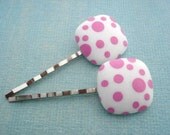Retro 1980's Pink Polka Dot Hair Pins