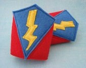 Red Superhero Cuffs, Lightning Bolt