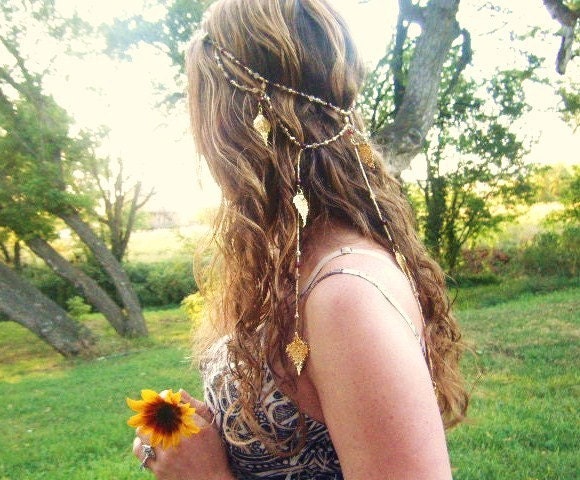 Golden Leaves Bridal Headpiece- 24 karat gold plated real leaves and Czech glass crystals halo crown