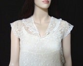 Antique Handmade Net Lace Blouson Top-c.1920s-Lovely and Perfect for Your Vintage Style Wedding