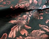 5Y Metallic Copper-Black Satin  Brocade-Reversible- Floral- Renaissance