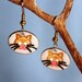 Cat Earrings Porcelain Clay French Wire Dangle Tan Earrings Handmade by Linda Cain