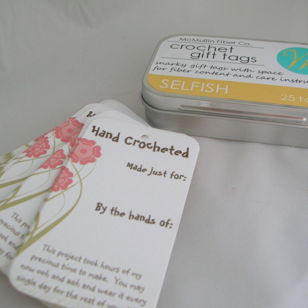 25 Crochet Gift Tags - Selfish