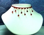 Slit Throat Necklace - Red glass blood drop choker