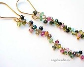 4 in Long Tourmaline Earring Gemstone Vermeil Gold Chandelier Earrings.
