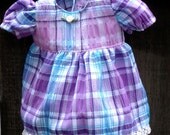 Girl's Size 5 Dress in Spring Seersucker with Coordinating American Girl Doll Dress