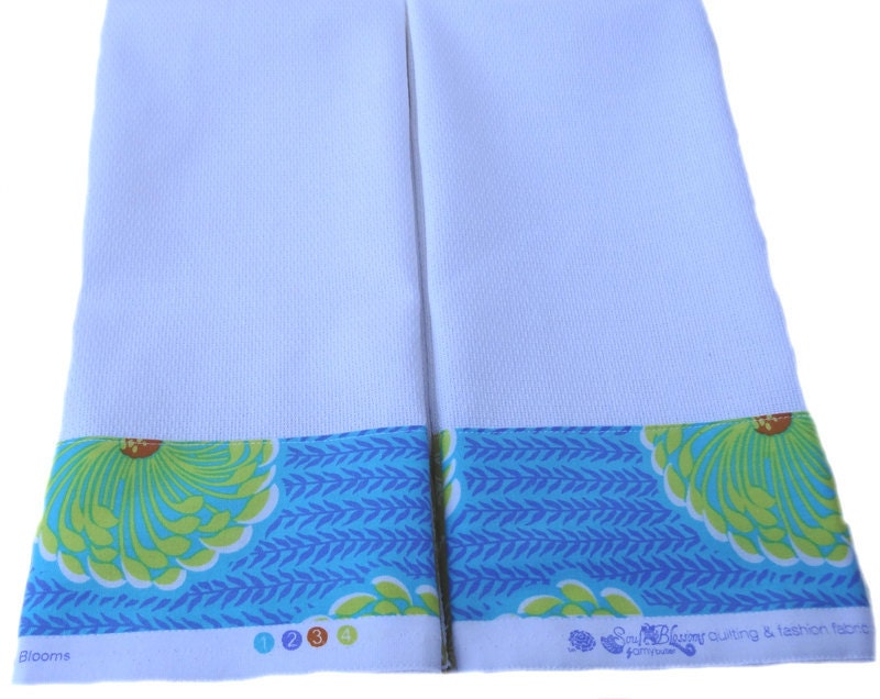 Tea Towels - Fabric Trimmed Summertime Delhi Blooms - Set of 2