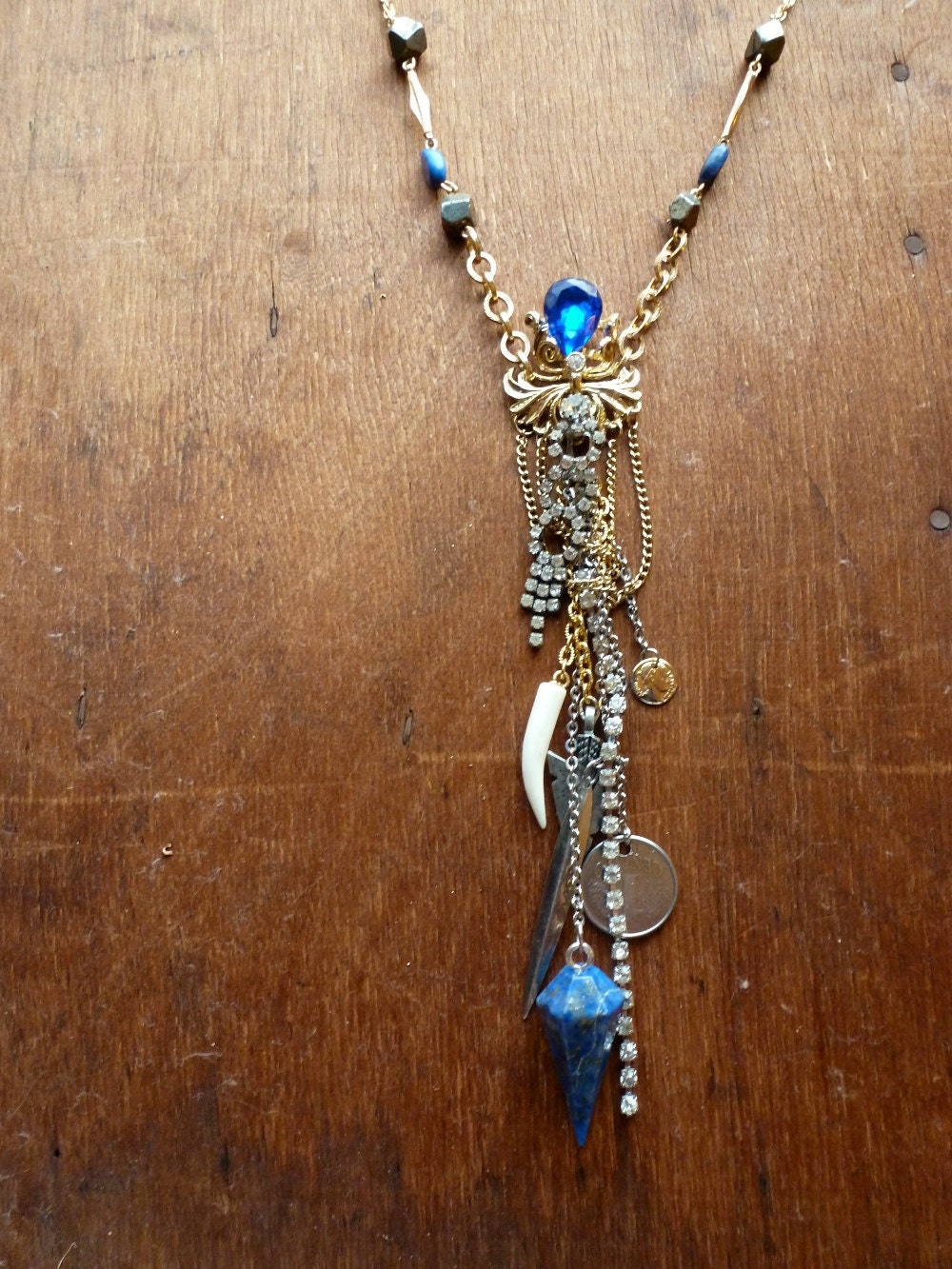 Lapis Blue. A charm necklace. Made in Chicago