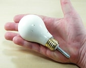 Rare Albino White Concrete Lightbulb with Brass Base
