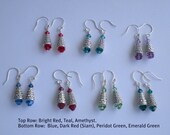 Crystal drop earrings Swarovski crystals and pewter cones earrings wire wrapped in sterling silver - your choice