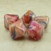 Sunset Crystals - Pink Peach Rose Blue Lampwork Bead Set - SRA - I ship Internationally