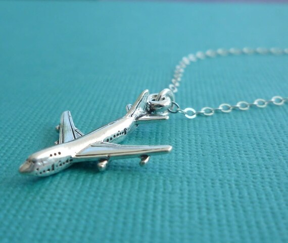 sterling jet plane necklace gift for her