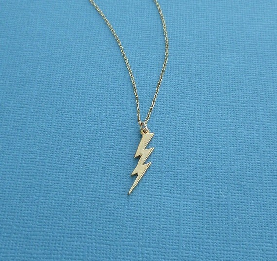 gold lightning bolt necklace 14kt gold filled chain gift for her