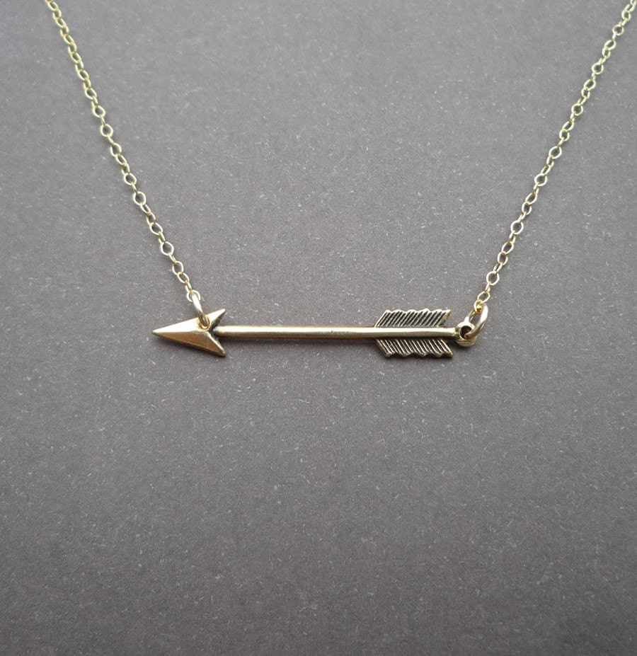 petite golden arrow necklace 14kt gold filled chain