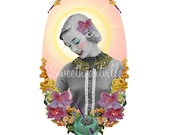 Crochet Saint Vintage Collage Art Print