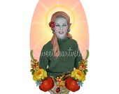 Gardening Saint Vintage Kitschy Collage Art Print