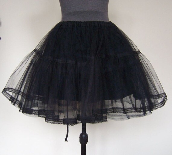 Gothic Sweet Lolita BLACK LACE PETTICOAT custom by Peacockalorum
