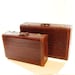 Set of Large Brown Leather Mock Crock Suitcases