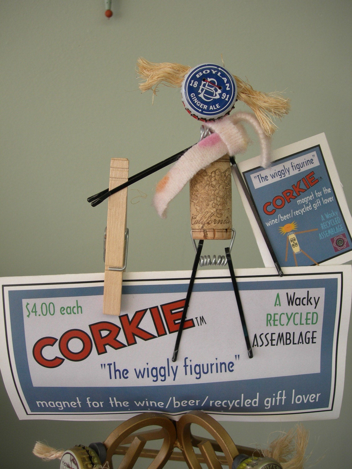 Corkie ---- The Wiggly Figurine  (recycled)