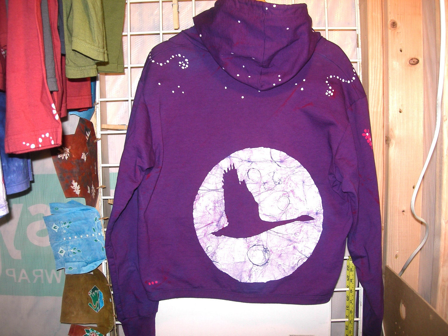Swan Moon Batik "snap front" Hoodie --- Wmn's L --- Batik Method