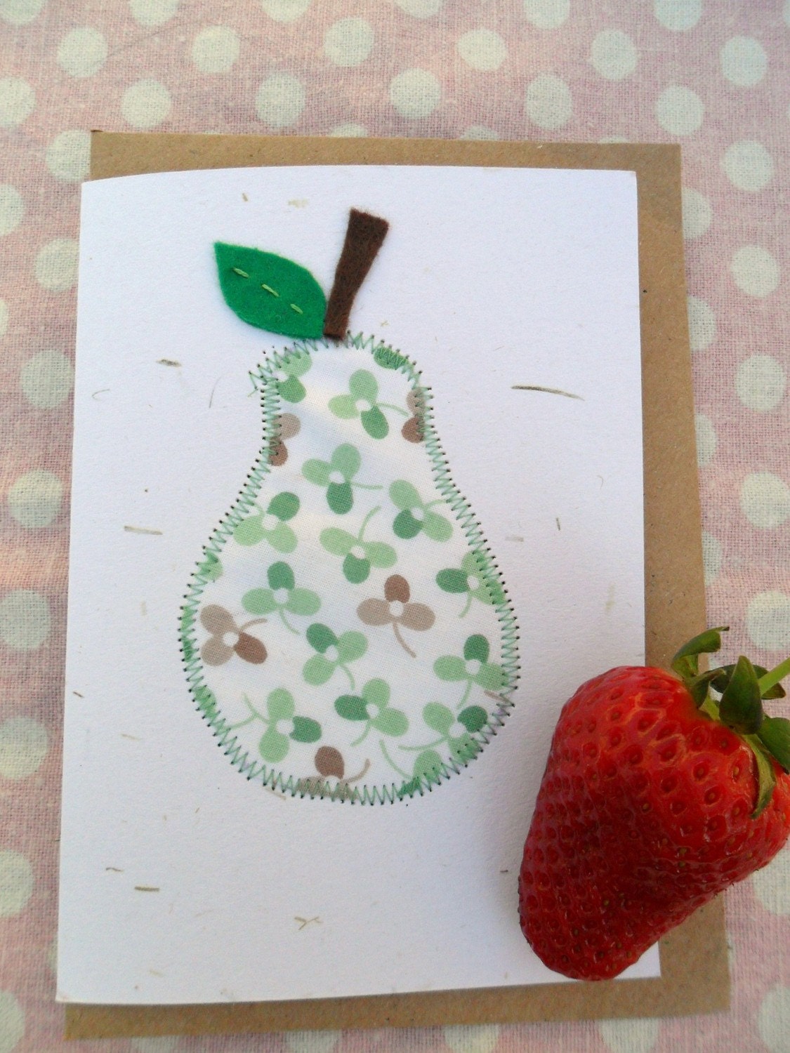 Eco friendly hand cut and machine stitched card - blank
