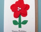 Eco friendly flower card - blank inside - happy birthday