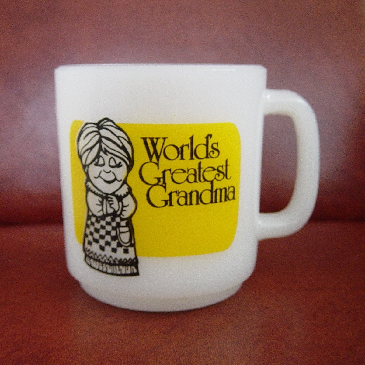 Vintage World's Greatest Grandma Milk Glass Mug Paula