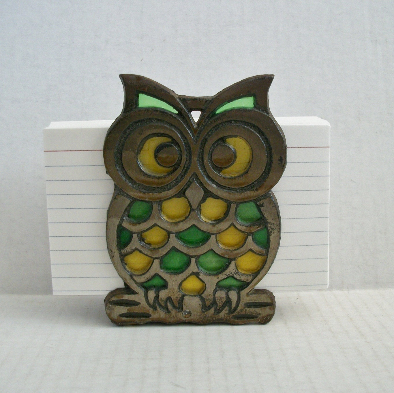 Vintage Metal Owl Napkin Holder Letter Rack by DandelionGirl