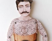 Victorian Tattooed Tough Guy Paper Puppet