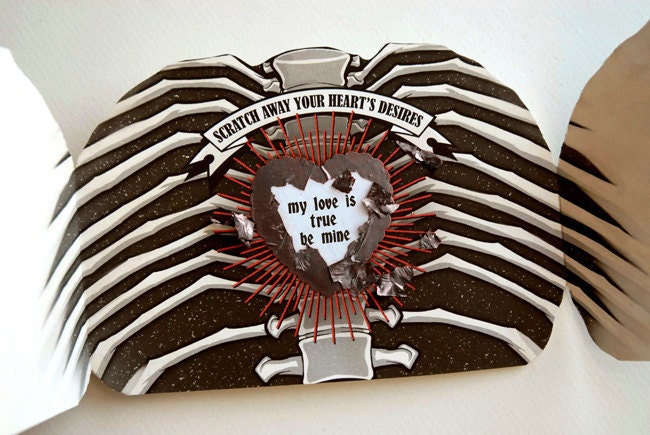Ribcage Heart Custom Scratch Off Card