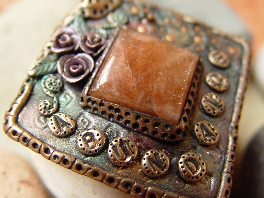Abundance mixed media wearable art pendant
