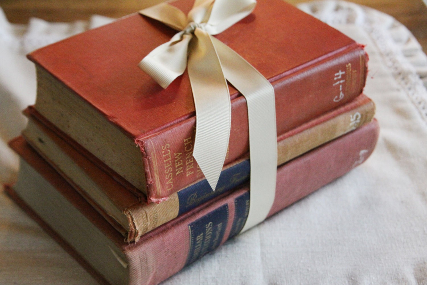 Set of Vintage Books in Red