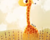 Giraffe Print, Kids Art, Cute Giraffe, Nursery wall art, Print for Nursery, Children Decor, Kids Wall Art - "Savannah" - Art Print 13x19