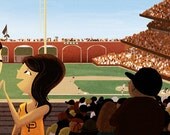 San Francisco Giants, Giants Baseball, SF Giants, San Francisco Art, Wall Decor - "America's Passtime" - Art Print 13x19