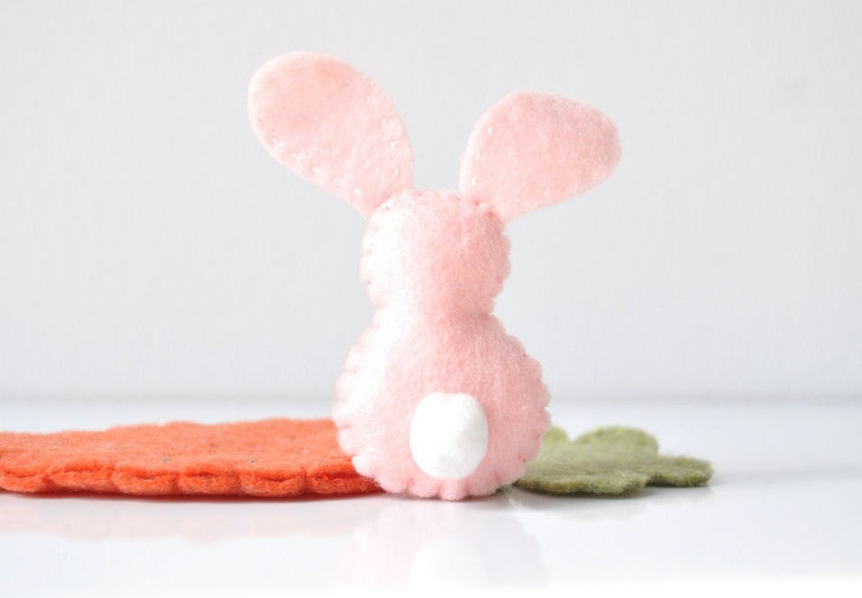 Itty Bitty Pocket Bunny with Carrot Pouch - Pink with White Tail